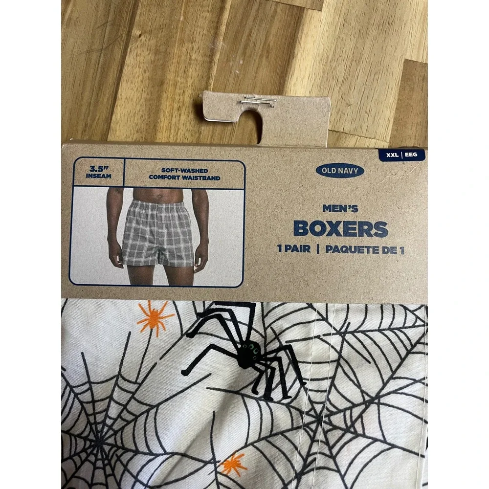 Old Navy Mens XXL Halloween Boxers Spider Web Print White Orange Black  Cotton